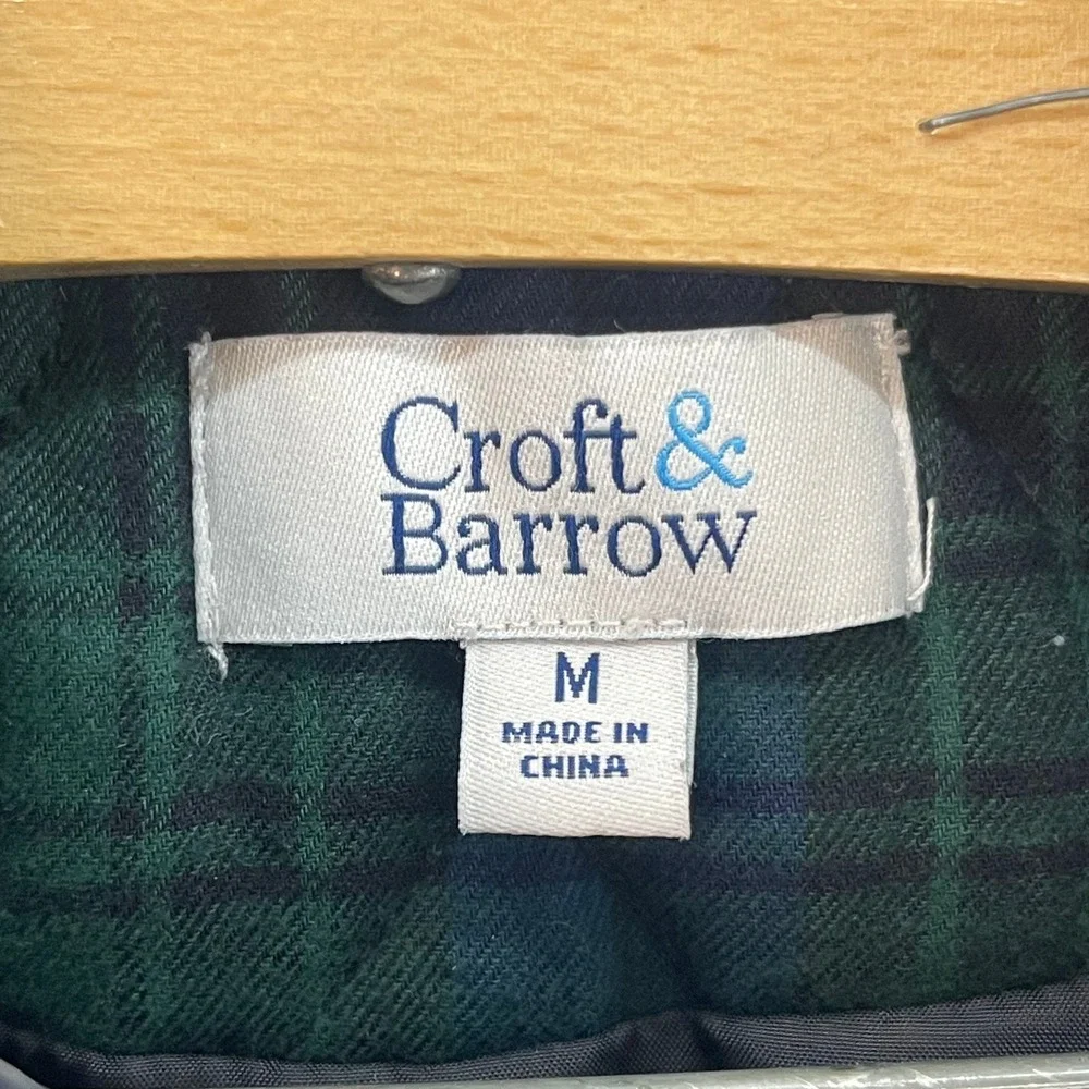 Croft & Barrow Quilted Vest Womens M Blue Green Plaid‎ Preppy Hiking Gorpcore